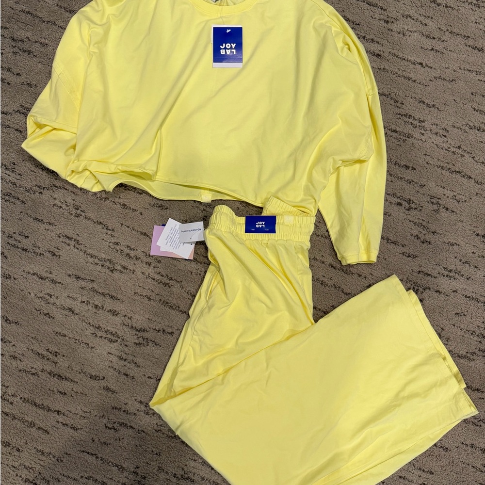 JoyLab Yellow Jersey Top and Pants Matching Set